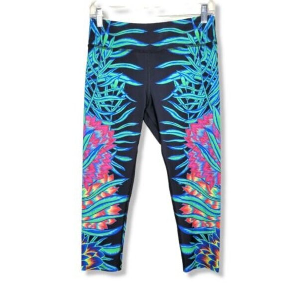 Mara Hoffman Women's Tropical Floral Leaf Print Crop Capri Legging Pants Medium - Picture 1 of 11